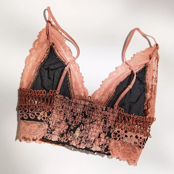 FREE PEOPLE ​Emma Soft Bra Black brown lace ruched back $48 - Picture 3 of 7